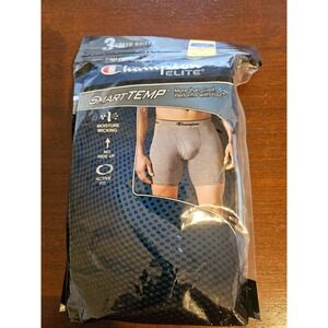CHAMPION ELITE 3 BLUE GRAY BOXER BRIEFS UNDERWEAR Moisture Wicking Size Small